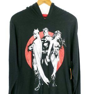 Justice League Graphic Pullover Hoodie Men's Large Black Red DC Comics
